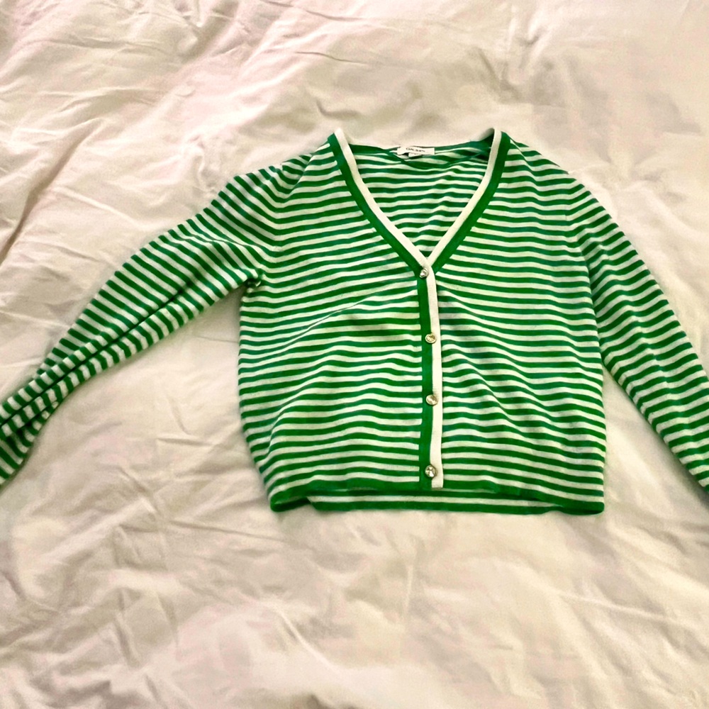 Green Striped Sweater NWOT